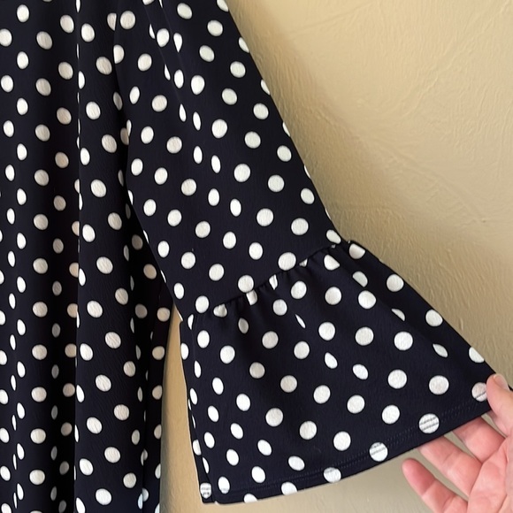 Green Envelope Los Angeles dress size 2X navy white polka dot flutter sleeve - Picture 4 of 13